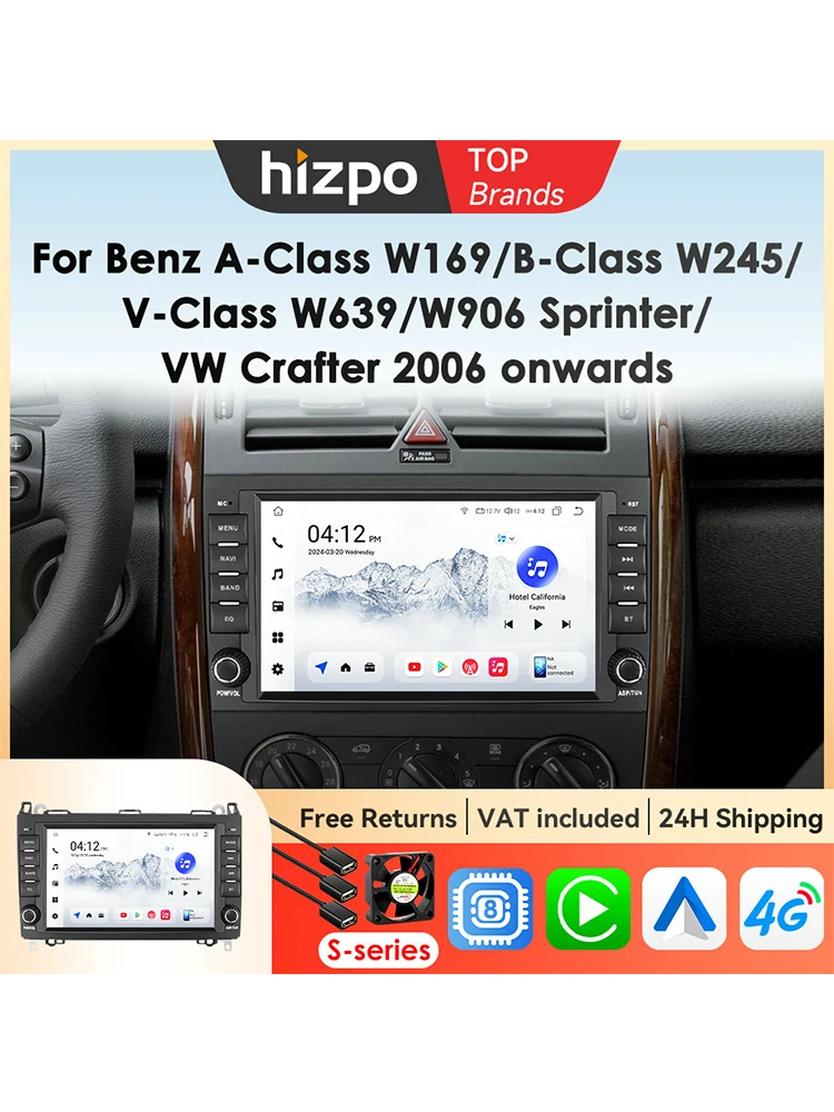 Hizpo 8 "Carplay Android Autoradio Voor Mercedes Sprinter Benz B200 Vito W639 Viano B Klasse W169 W245 W209 multimedia 2Din 7862 - afbeelding 2
