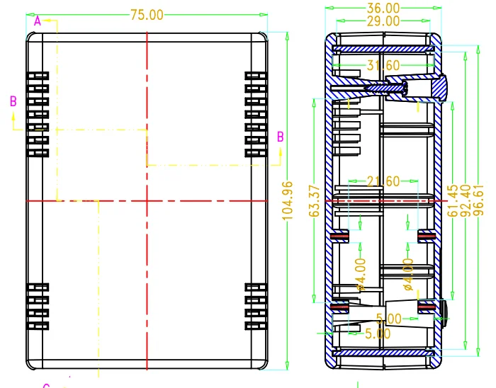 105x75x36mm diy plástico gabinete de junção elétrica desktop caixa de plástico novo projeto eletrônico caso abs plástico caixa elétrica