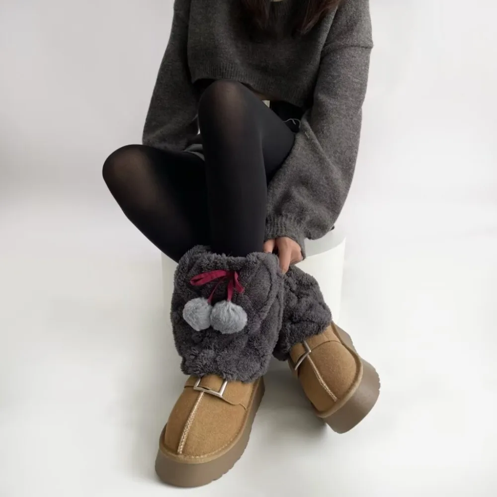 New Fur Plush Fluffy Plush Fluffy Boots Cover Warm Thickened Boots Socks Y2K Hairy Balls Pile Socks Gift