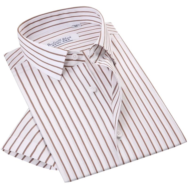 

Men's Summer Casual Striped Shirt Short Sleeve 100% Cotton Shirt Classic Design Standard-fit Stripes Button-down Shirts