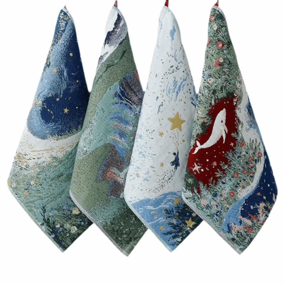 Cute 34x40cm Large Hand Towel Quick Dry Decorative Pure Cotton Dish Cloth 4 Layer Cotton Gauze Kitchen Towel Children Kids