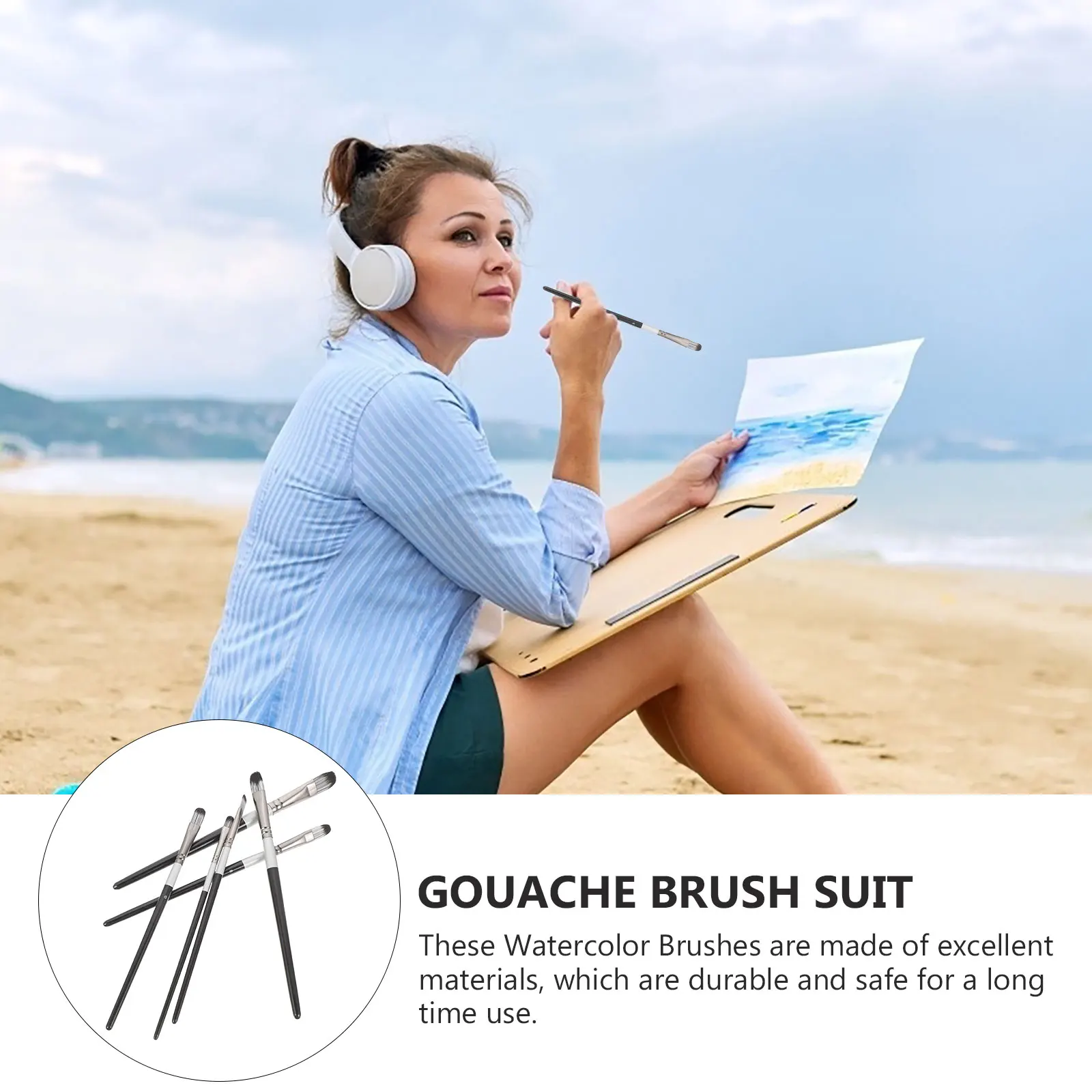 

6Pcs Artist Painting Brushes Set Waterproof for Oil Acrylic Watercolor Gouache Face Nail Multi-Use Professional Paint Tools