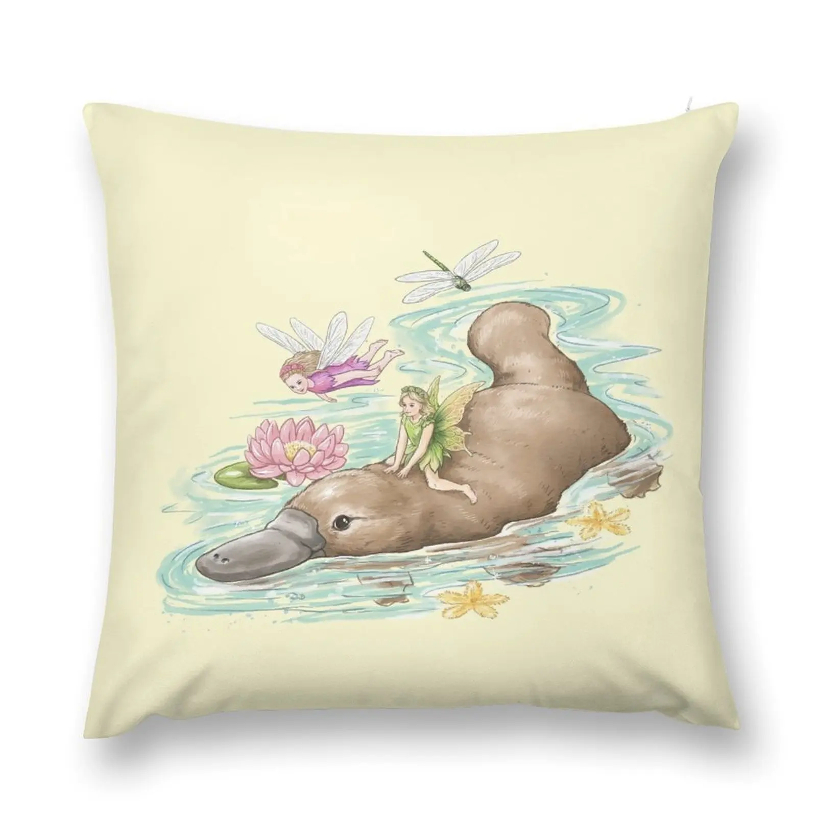 Australian Fairies - Platypus Throw Pillow Ornamental Pillow Pillows Aesthetic pillow