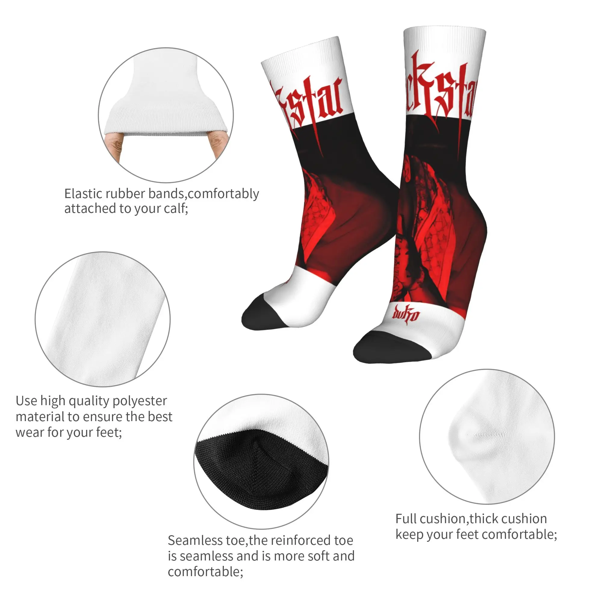 دوكي مغني الراب الجوارب جوارب عدم الانزلاق زوجين عالية الجودة تشغيل الجوارب الرياضية الخريف القوطية الجوارب المخصصة
