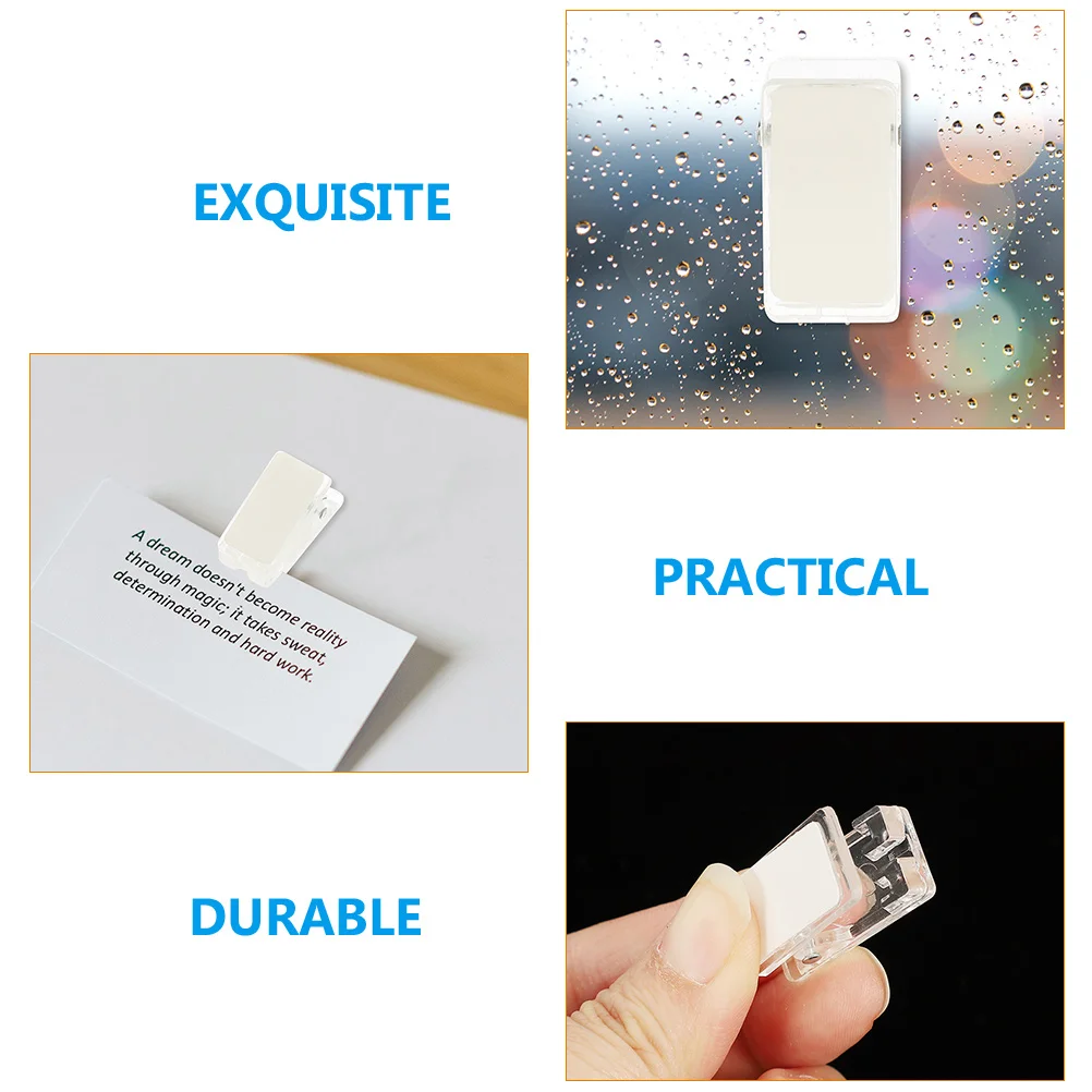 

25 Pcs ID Holder Double Sided Clips Mini Self Adhesive for Offices Badge Hanging Tapestry Photo