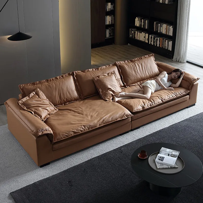 

Диваны для гостиной из искусственной кожи в стиле ретро, коричневые дешевые японские секционные диваны для гостиной, скандинавская мебель Lazy Woonkamerbanken
