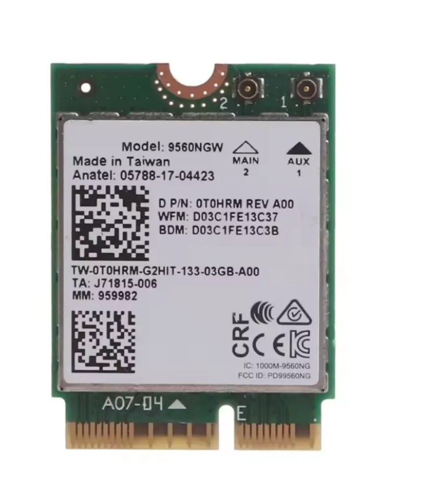Для Intel Wireless-ac 9560, двухдиапазонная карта 9560NGW WiFi 802.11ac BT 5,0 M.2 для Dell T0HRM Для Intel Wireless-ac 9560, двухдиапазонная карта 9560NGW WiFi 802.11ac BT 5,0 M.2 для Dell T0HRM