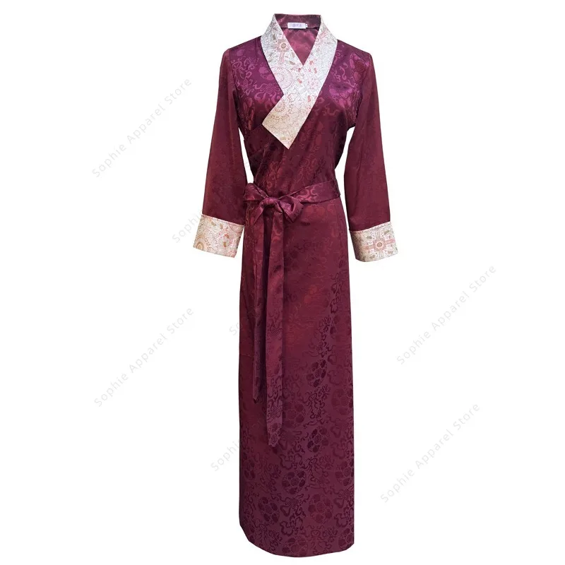 

Ethnic Style Tibetan Dress Women's Vintage Jacquard Robe Traditional Tibetan Clothing Long Sleeve Party Dress