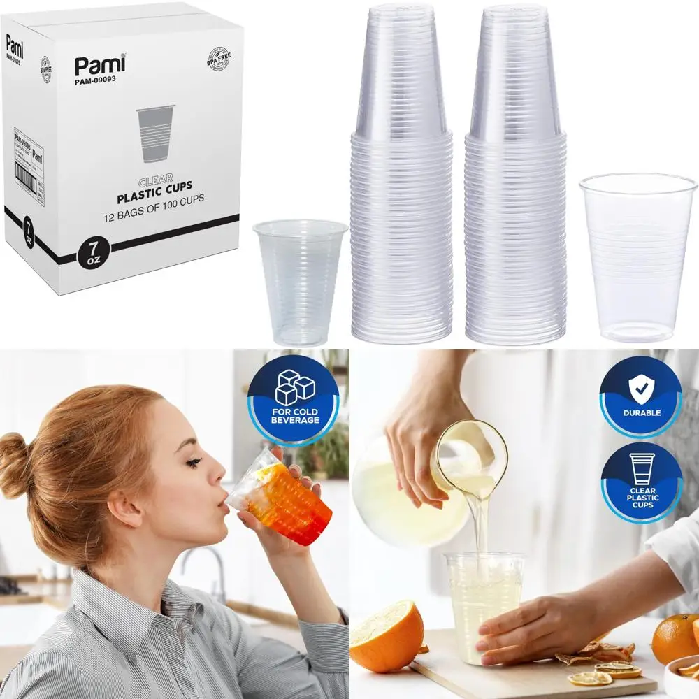 

Одноразовые пластиковые стаканчики для напитков без BPA — прозрачные стаканчики на 7 унций, идеально подходят для соков, смузи, холодных напитков, оптовая упаковка из 12000 шт.