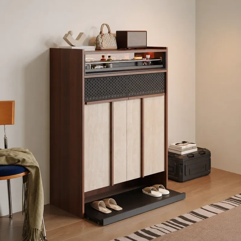 Retro Shoe Cabinet Wall Mounted Storage Unit for Home Entryway Porch 2025 New Compact Locker for Small Apartments Space