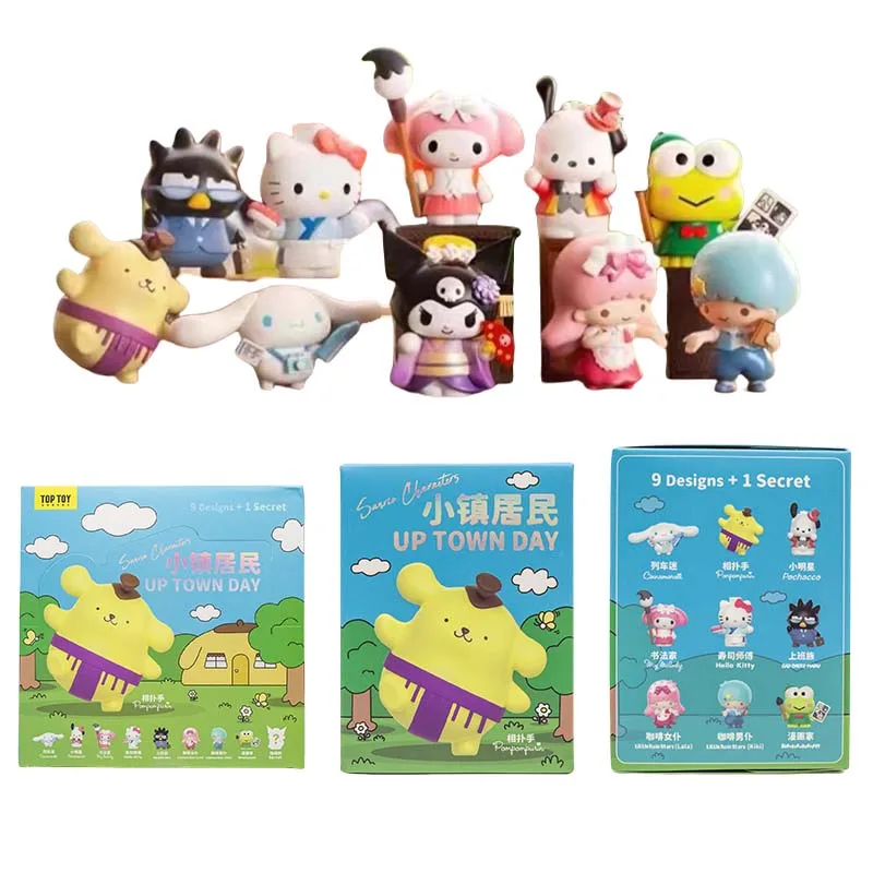 Top Toy Genuine Sanrio Characters Up Town Day Blind Box Toy  Kuromi Hello Kitty Melody Cinnamoroll Purin Anime Figures Collect