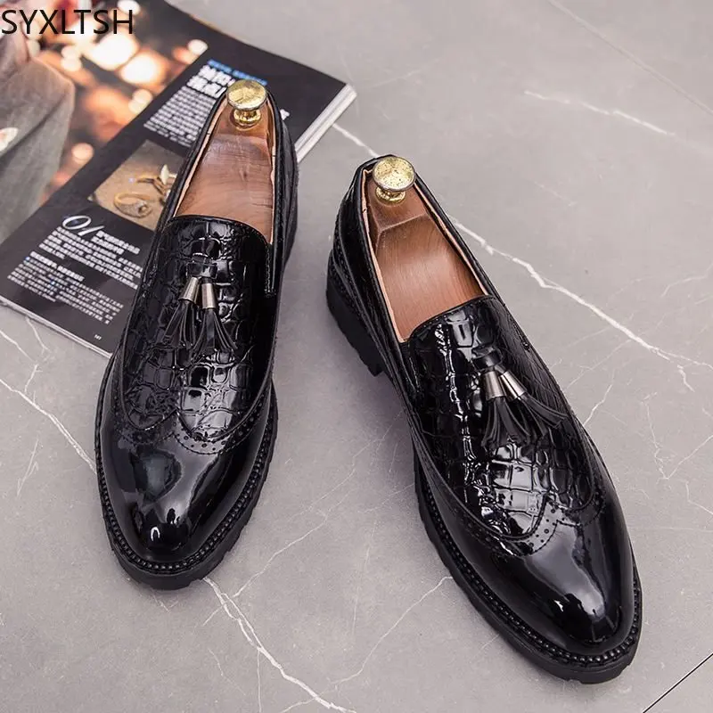 Formal Shoes for Men Casuales Patent Leather Shoes Slip on Shoes Men Italiano Casual Business Loafers Men Casuales мужская обувь