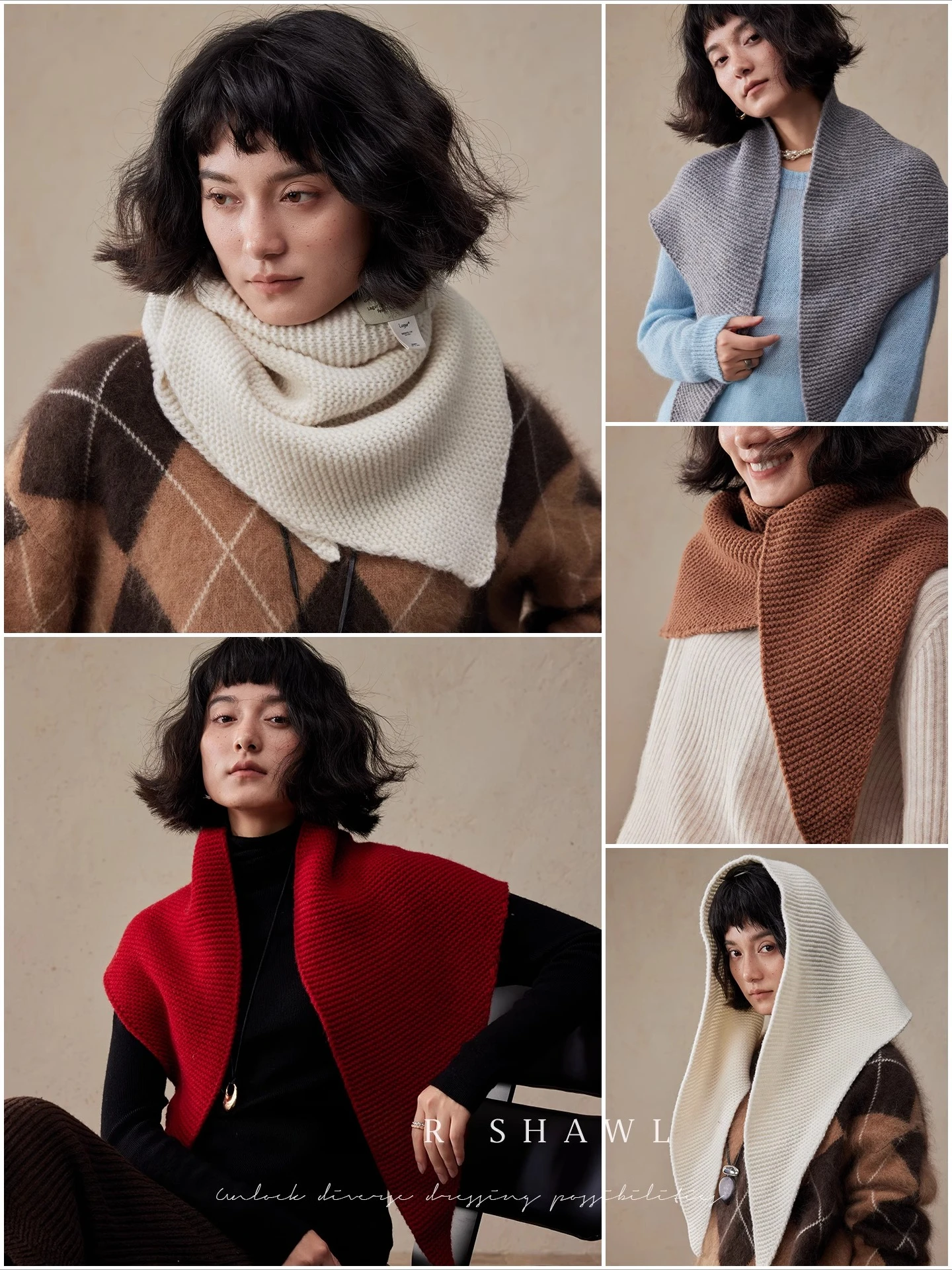 

Треугольная шаль ручной работы из 100% мериносовой шерсти, женский зимний утолщенный вязаный шарф большого размера