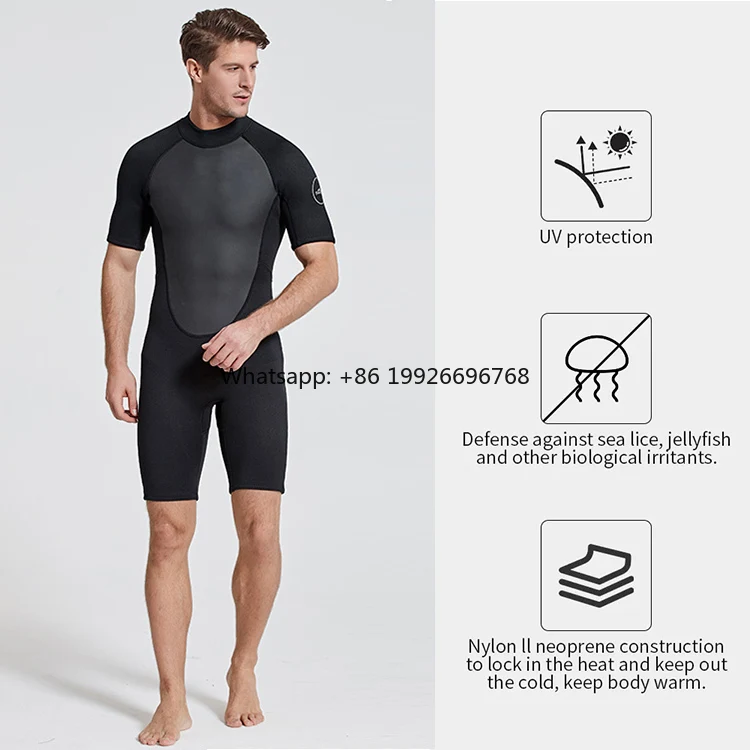 

Factory Price Neoprene Wetsuit Men's Swimming Surfing Water Sports Wet Suits One-piece Short Sleeve Snorkeling Diving Suit facto