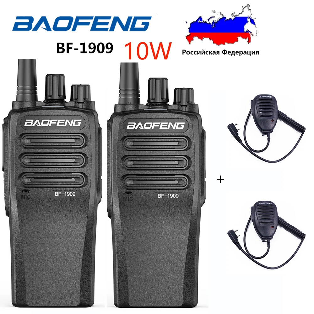 Top! Walkie Talkie BF-1909, 2 buah 10-Watt UHF 400-470MHz 3800mAh jarak jauh portabel Radio dua arah VOX BCL