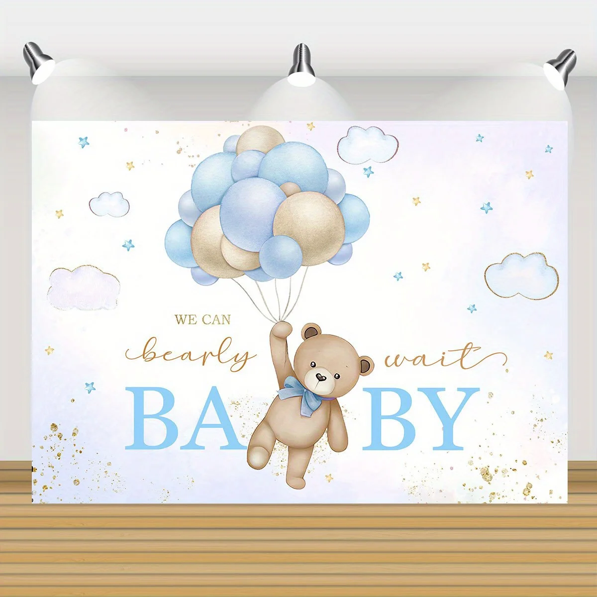 1pc 5x3ft We Can Bearly Wait Party Backdrop - Perfect For Boy Bear Baby Shower Party, Boy Photo Booth & Banner Decorations!