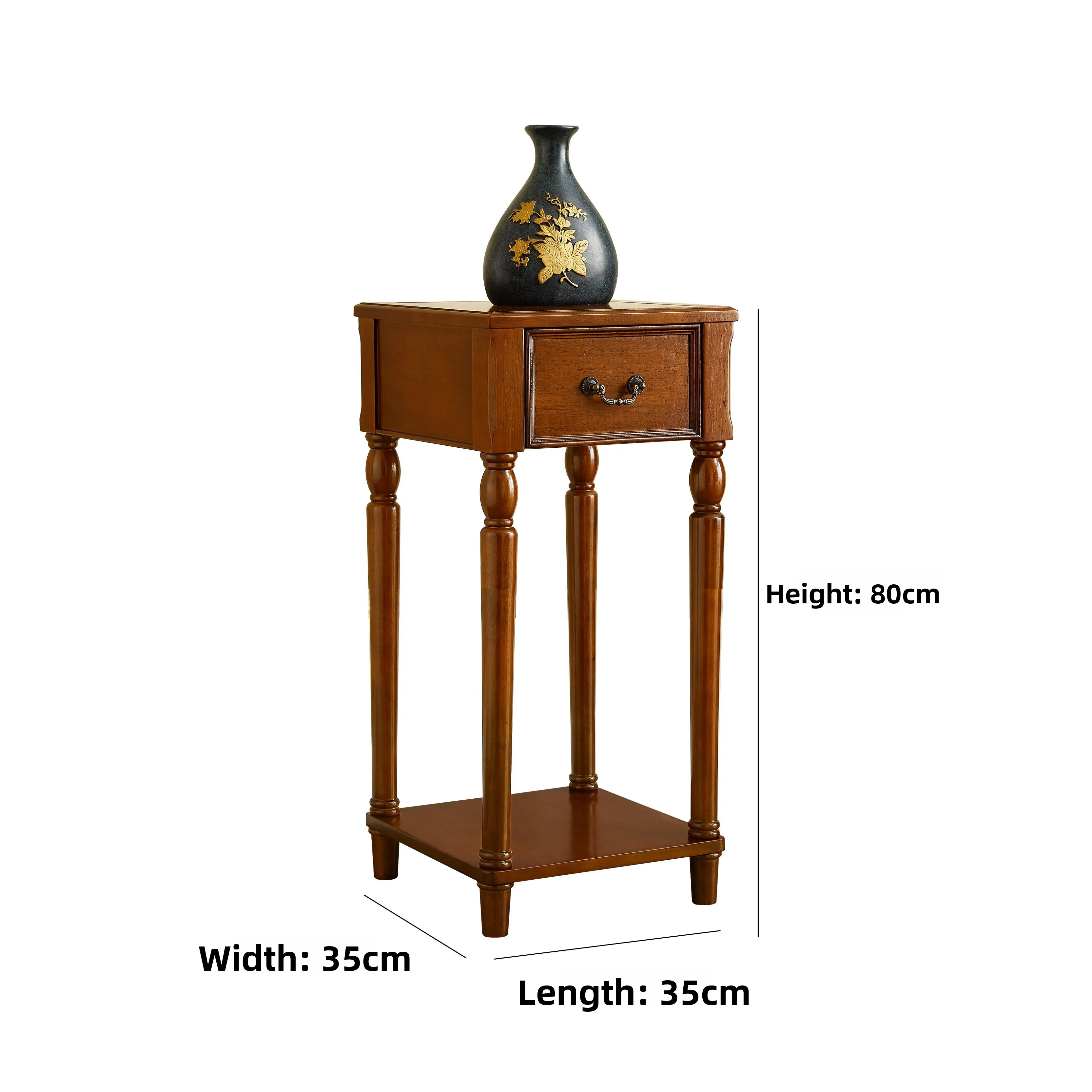 

American flower stand Solid wood Living room rack with drawer stand Retro style pot stand Floor-to-ceiling