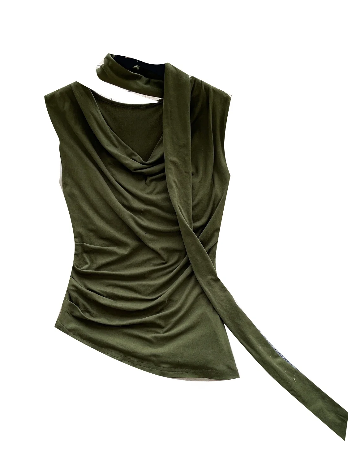 

Ele mat Svel Vest Women's Summer Slim Fit Design Belted Slimming High Ne Trendy Top Commute Sle Korean V...