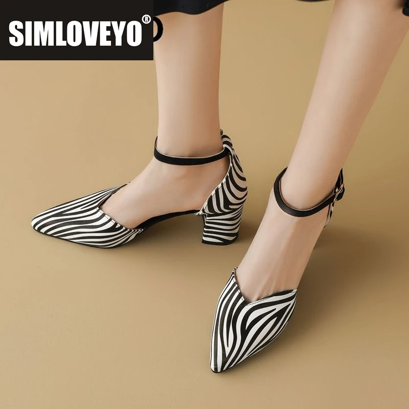 

SIMLOVEYO Женские сандалии Мэри Джейн с острым носком на массивном каблуке с пряжкой и ремешком, разноцветные, большие размеры 40, 41, 42, 43, модная обувь для свиданий