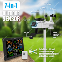 WiFi 7-in-1 Outdoor Sensor Weather Station 100m Remote Transmission Rainfall Temperature Humidity Measurement 8-way Expansion