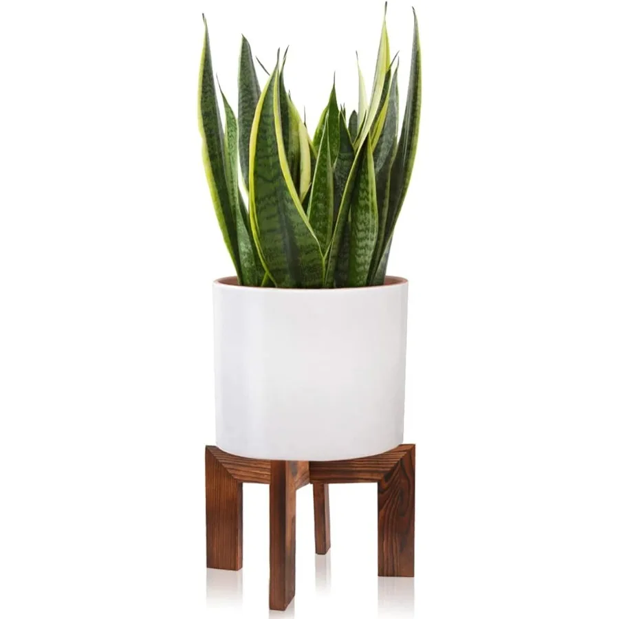 

Gendral Forwepup Wood Plant Stand Mid Century Modern Planter Rattan Flower Pot Stand Low Short Plant Stands for Indoor Boho Rus