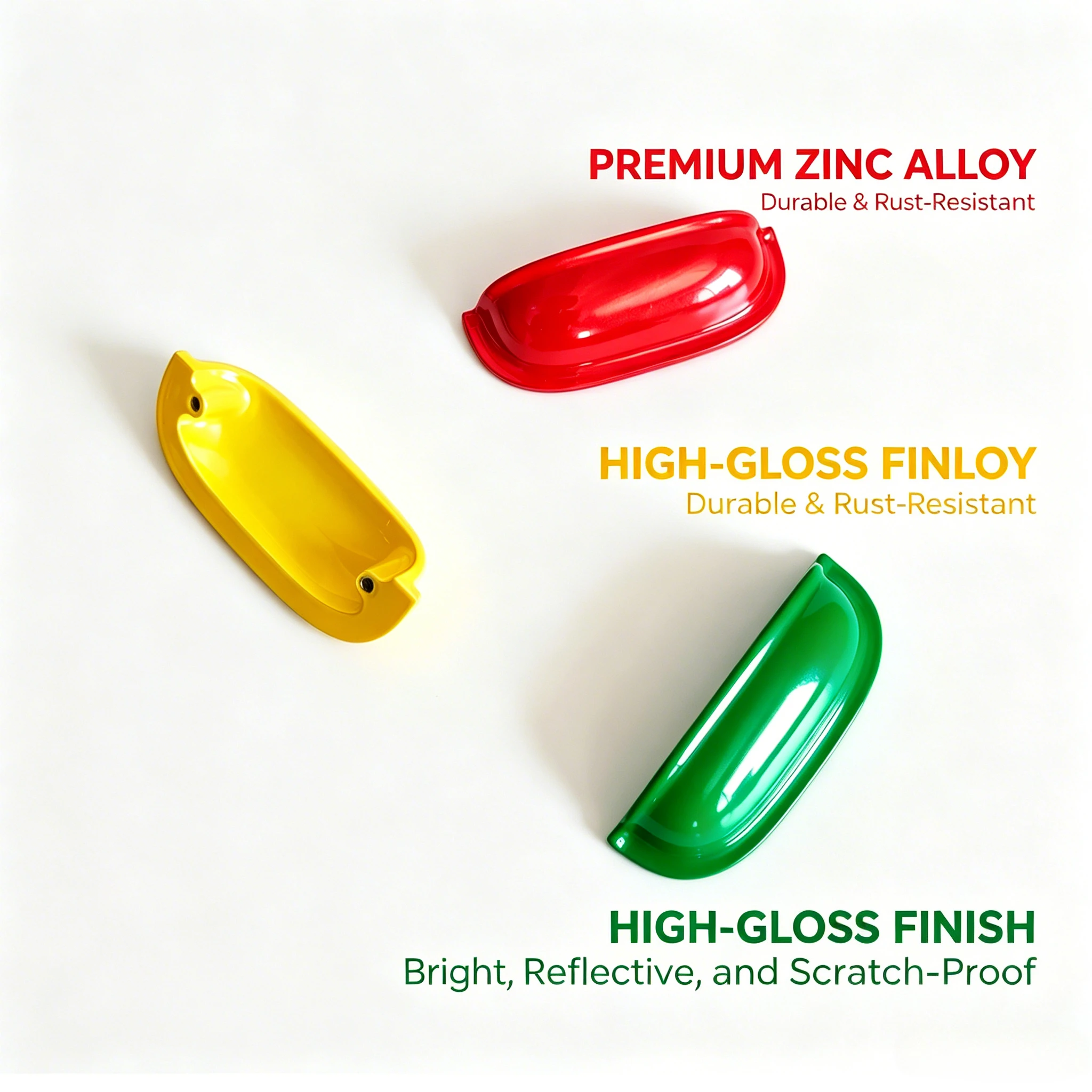 BCD-Colorful Zinc Alloy Shell Cabinet Pulls Drawer Modern Bright Gloss Cupboard Handles for Furniture Home Decor