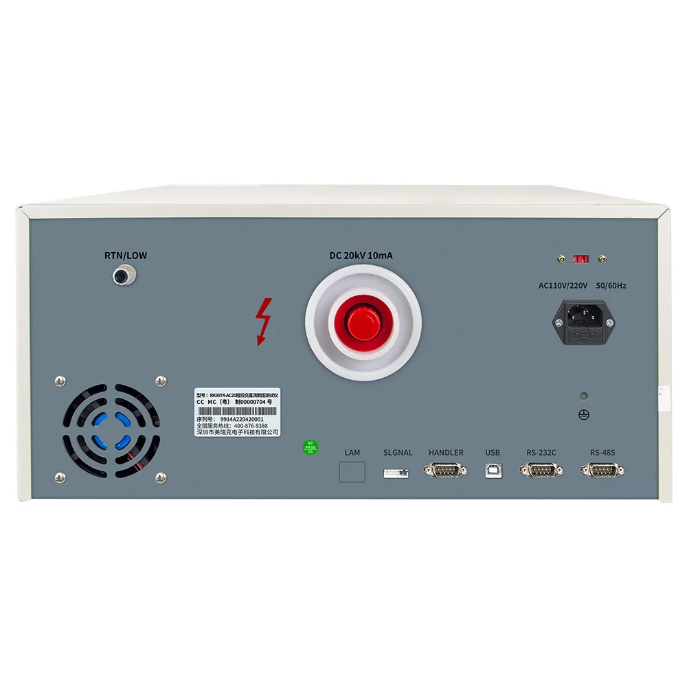 China Programmed AC voltage tester RK9974-AC20 AC0-20KV 0-20mA  Auto Safety Tester with Arc detection function