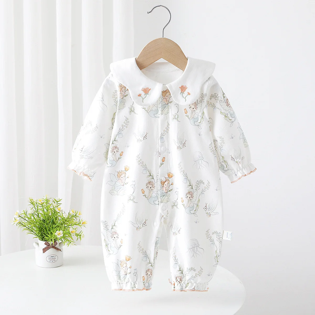 2026 Spring New Baby Girl Clothing Suitable for Newborns Aged 0-24M High-quality Cotton Baby Girl Clothing with A Lapel Jumpsuit