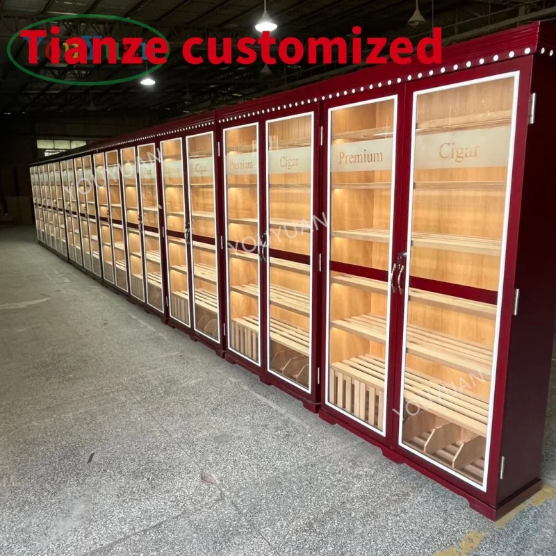 (customized)Large spanish cedar wood cigar display cabinet smoke shop display cabinets humidor cigar humidifier cabinet duba