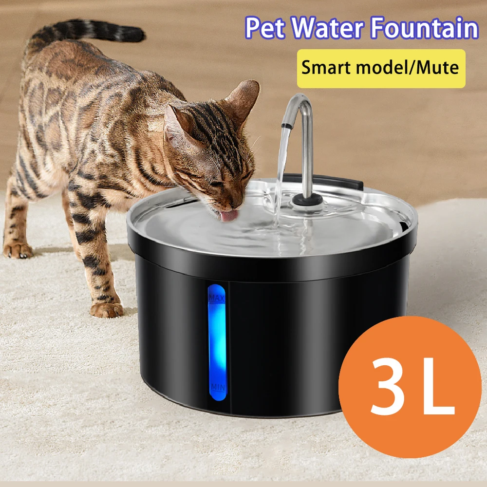 3L Cats Automatic Water Fountain With Transparent Window Ultra Silent Cat Drinking Water Fountain Mute Pet Dog Water Feeder