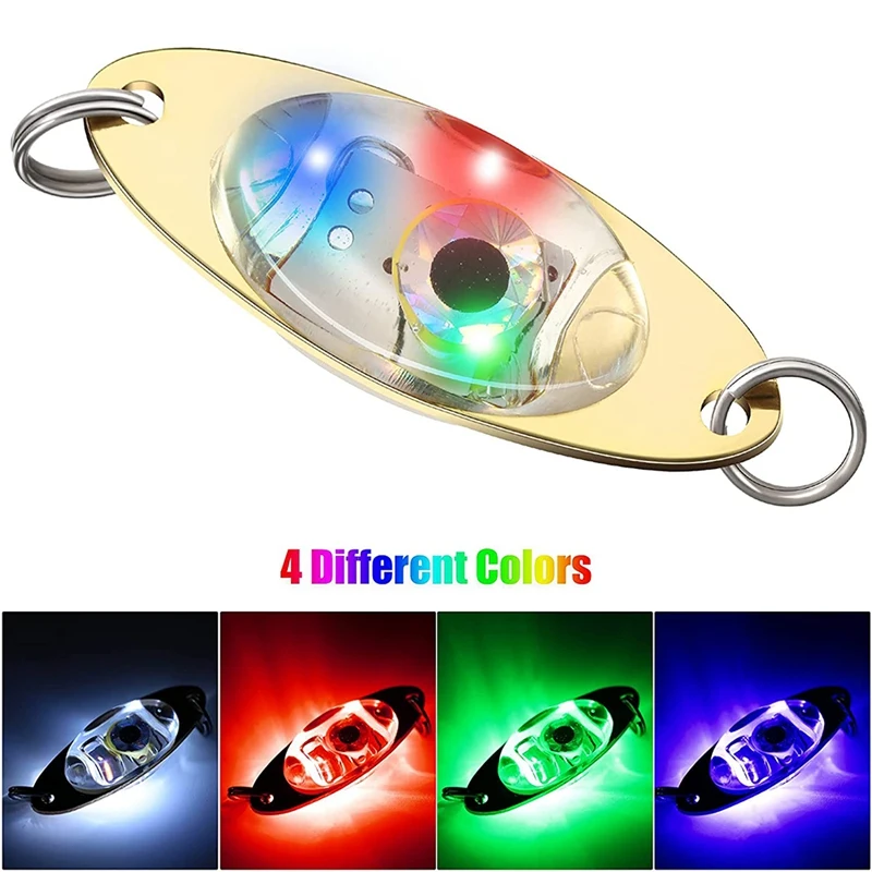 HOT-Señuelos de Pesca LED de 10 piezas, cucharas de pesca, luz de pesca subacuática intermitente de lubina, halubut, luz de arrastre profunda