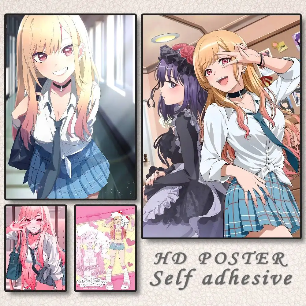 Marin Kitagawa Anime-Poster, selbstklebende Kunst, wasserfester Papieraufkleber, Kaffeehaus, Bar, Wohnheim, Wanddekoration