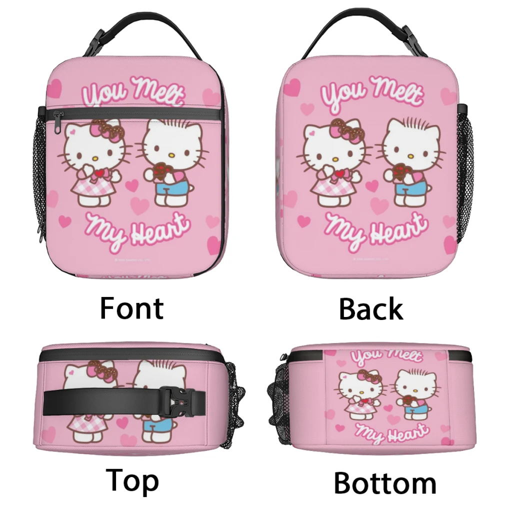 Hello Kitty-Sac à lunch portable, boîte à nourriture thermique, glacière durable avec sangle initiée, sac de pique-nique, bureau