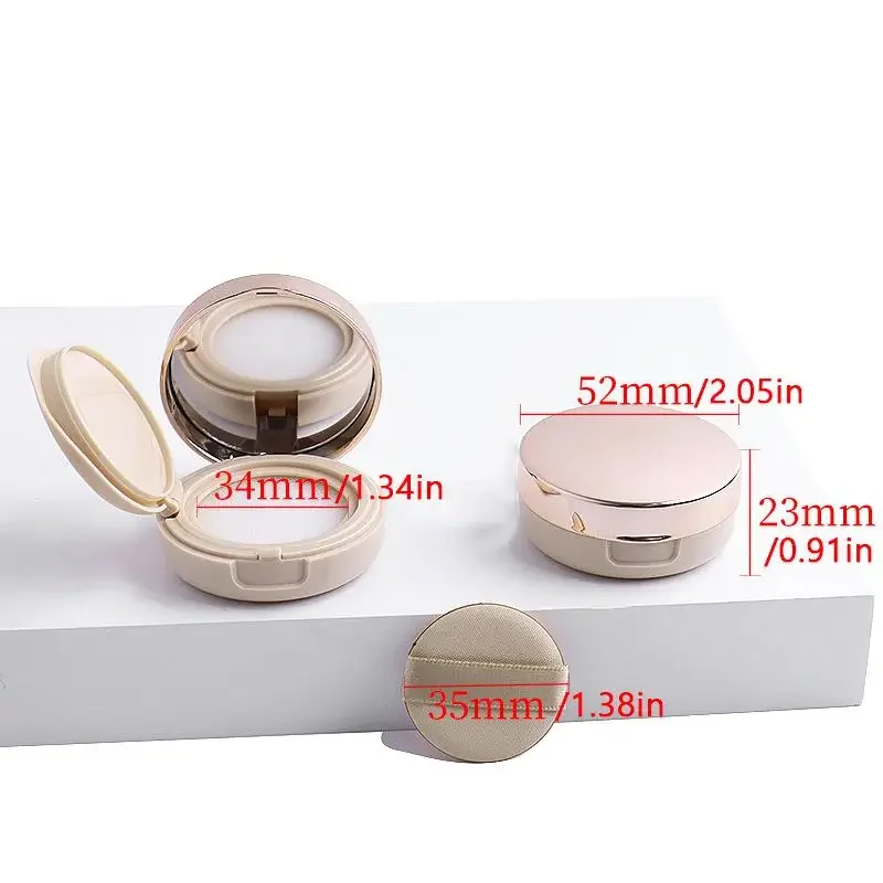 Mini caixa vazia de almofada de ar em ouro rosado, recipiente portátil para maquiagem cosmética com espelho de esponja para base de creme bb