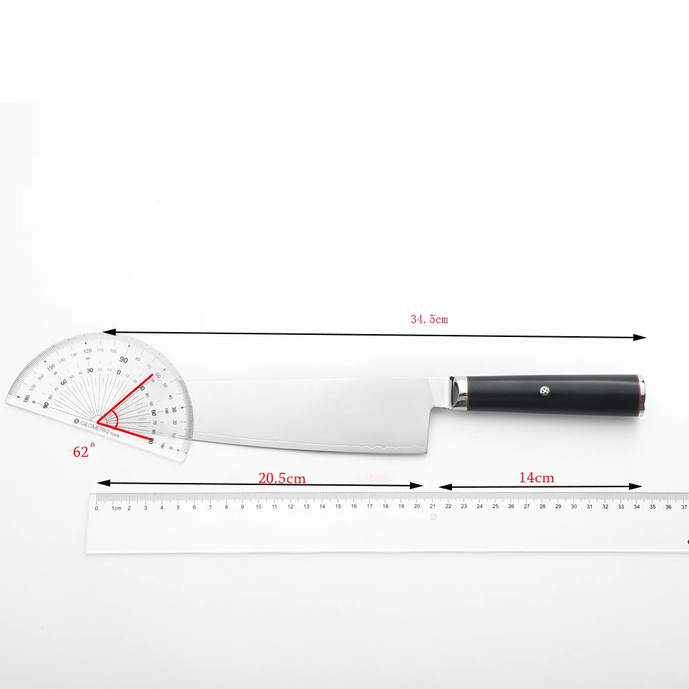 8.3 Inch Kiritsuke Knife 3-layer Clad Steel Blade G10 Handle Chef Slicing Vegetables Cleaver Sashimi Meat Japanese Kitchen Knife