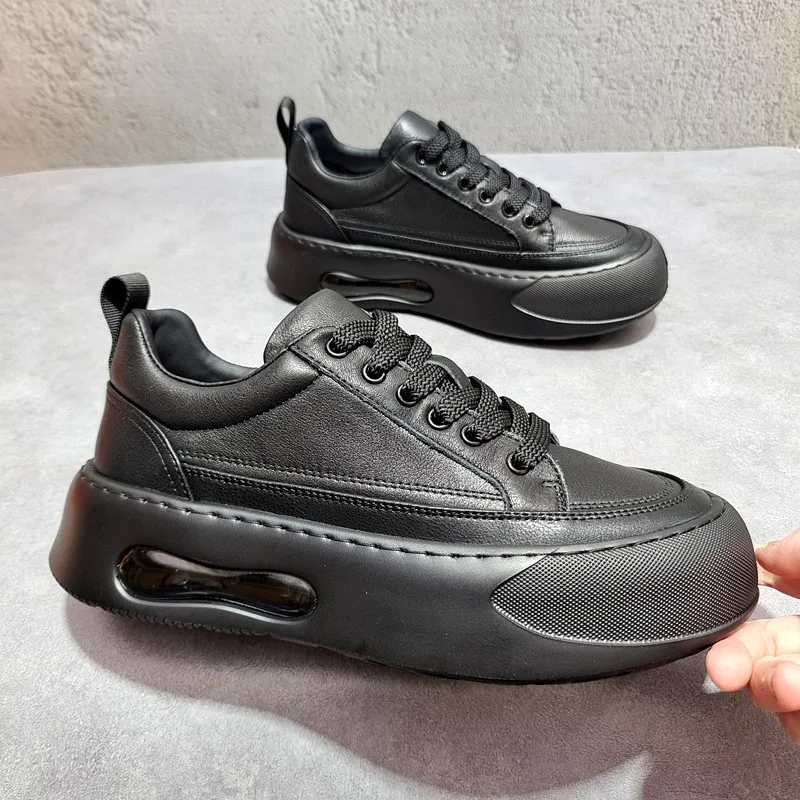 

Первый слой туфель для папы из воловьей кожи, новая спортивная обувь на платформе повседневная и универсальная для увеличения роста.