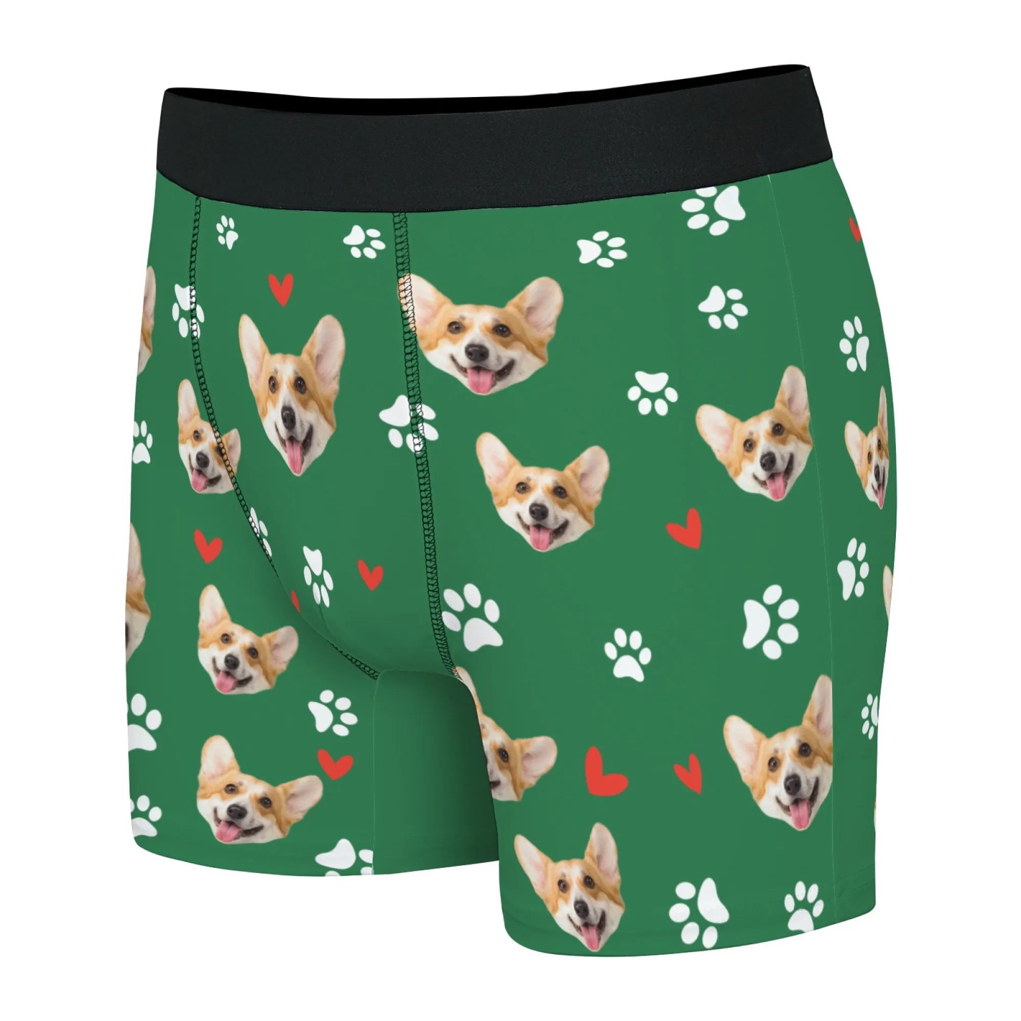 Personalized pet facial photos customized underwear flat cornered men's Holiday Fun gift for husband anniversary gift for fath