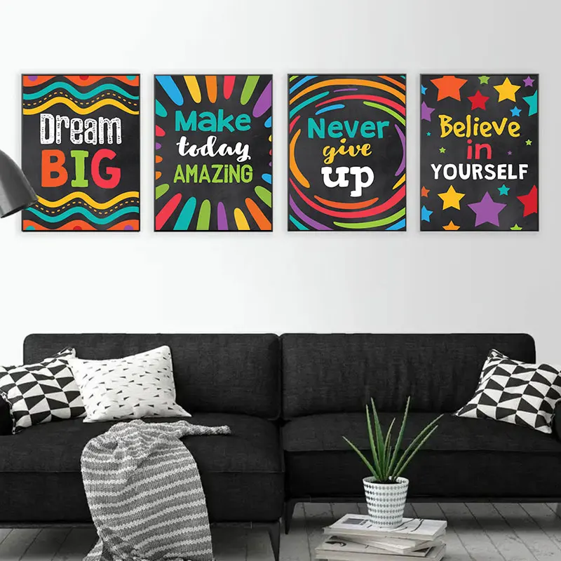 Modern Colorful Motivational Quotes Canvas Poster Prints Black Inspirational Wall Decorative Painting Home Art Decor Picture