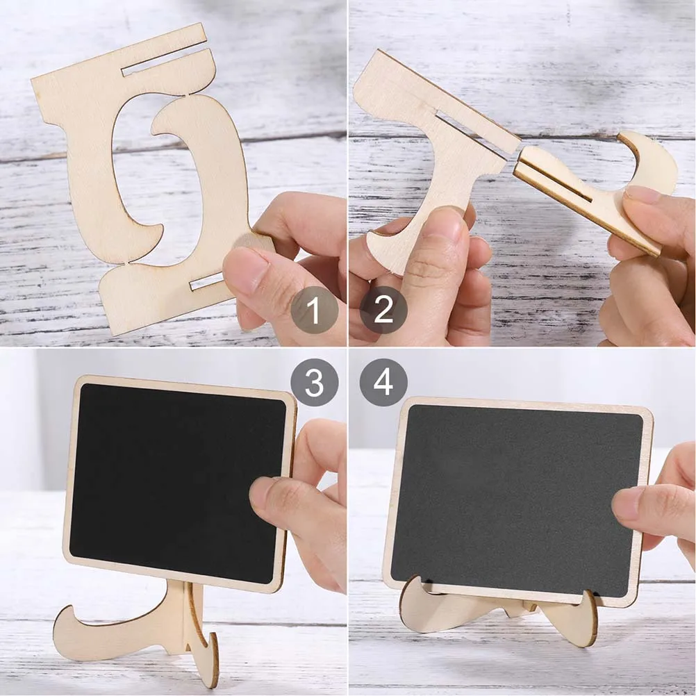 12Pcs Message Small Blackboard Wood Chalkboard with Stand for Dinner Party Buffet Labels Kids Crafts Christmas Table Decor Place