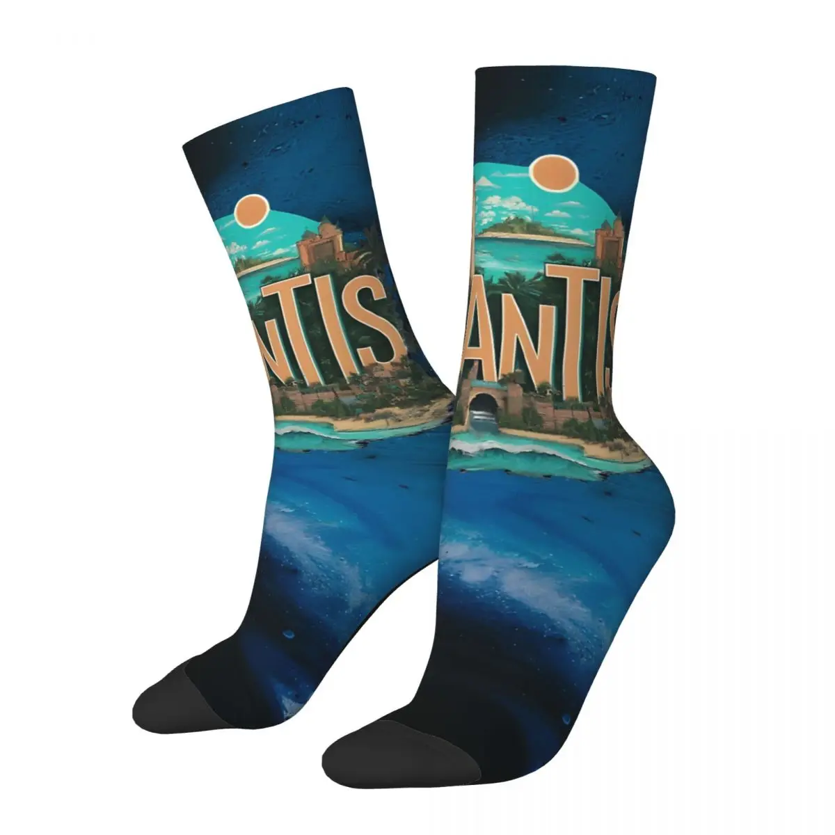 A Sun Kissed Men's Socks Vintage Harajuku A-Atlantiss Street Style Novelty Seamless Crew Sock