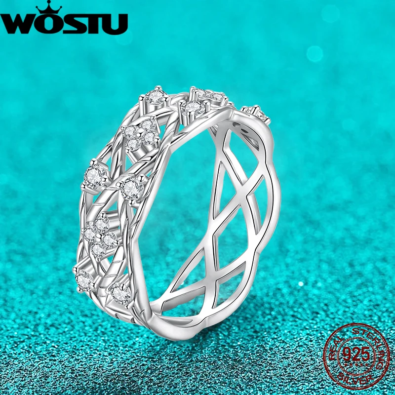 

WOSTU муассанит стерлингового серебра 925 пробы Lucky Clover Vine кольцо с муассанитом роскошное для женщин жена обручальное свадебное ювелирное украшение