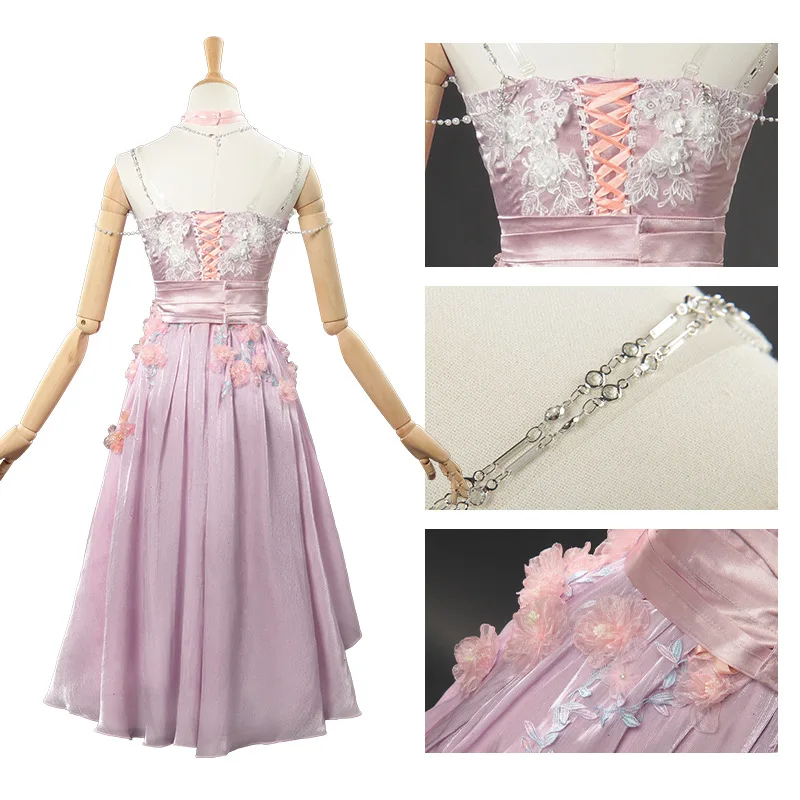 Jogo amor e espaço profundo cosplay primavera flores traje peruca vestido rosa para as mulheres role play outfit halloween carnaval festa terno