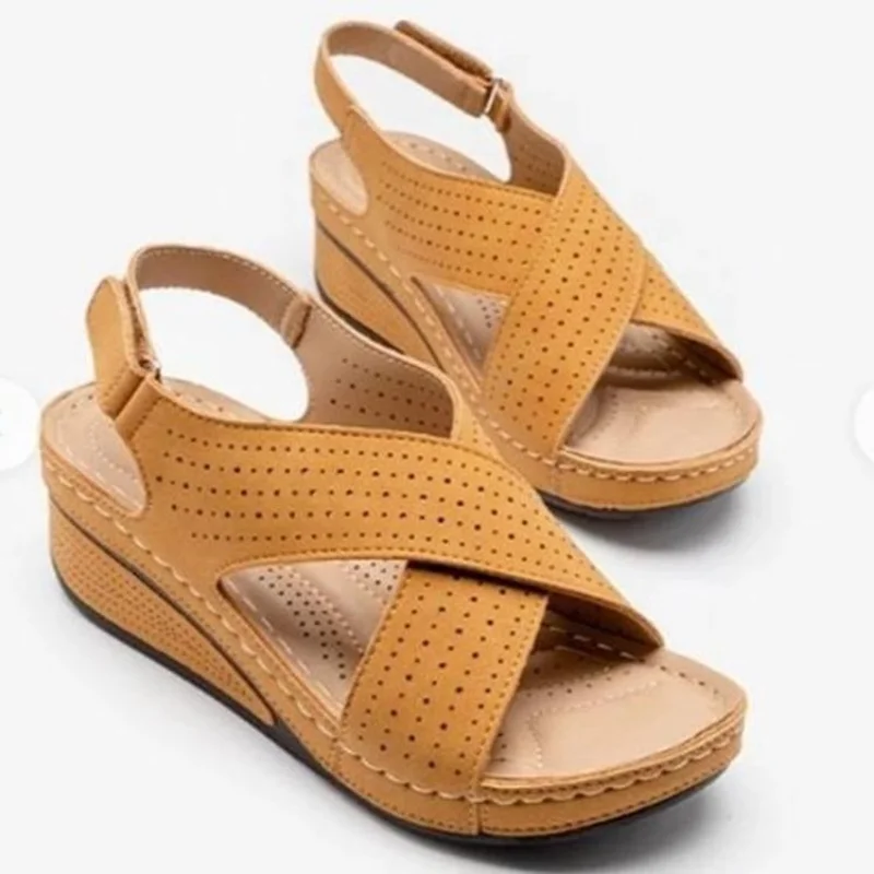 Women Sandals Summer 2024 Hollow Wedges Sandals Female Casual Plus Size 44 Shoes of Women Retro Sandalis Woman Platform Shoes