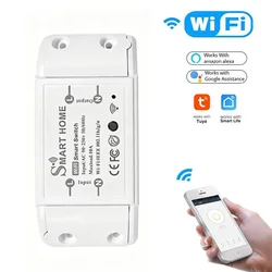 Work With Tuya Smart Life WiFi Smart Home Light Switch Relay Receiver Wireless Remote Control Breaker Alexa Google Home