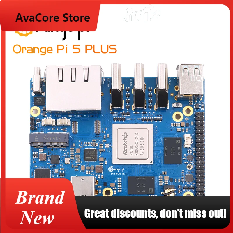 AvaCoreOrange Pi 5 Plus 8GB V1.5.1 Single Board Computer RK3588 2.5G Dual Ethernet Ports PCIE Run Android Ubuntu Debian OS Mini