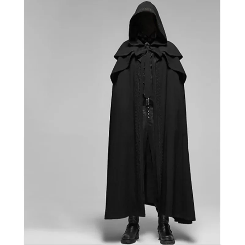 New 2020 Winter Halloween Party Medieval Cape Gothic Men's Long Style Cloak Trench Coat  Fancy Dress Strange