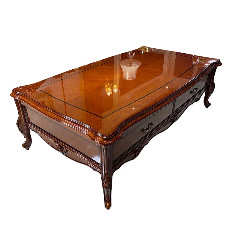 

combination living room luxury villa new size apartment American solid wood carving flower full set of leather furniture