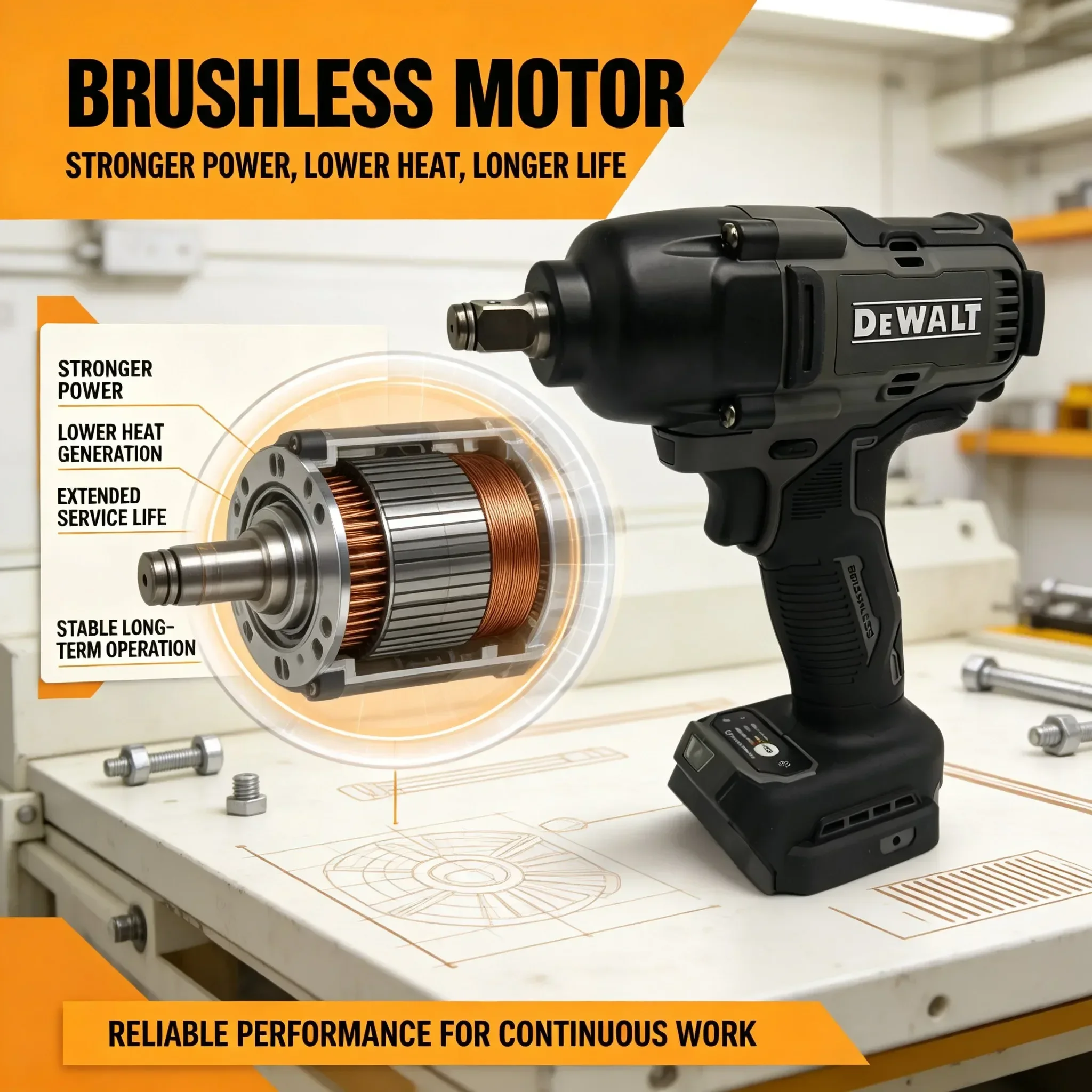 DEWALT DCF99M Variable Speed Cordless Power Wrench, 20V Brushless Impact Wrench for Construction and DIY Fastening