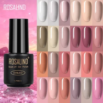ROSALIND 누드 핑크 컬러 네일 젤 광택제, 다채로운 스팽글 젤, 흡수 제거 UV LED 젤 네일 아트, DIY 디자인 베르니스 반영구