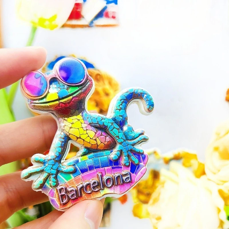 Barcelona Spain Fridge Magnet - Iconic 3D Gaudi Salamander Souvenir Unique Park Güell Gift for Travel & Artistic Home Decor